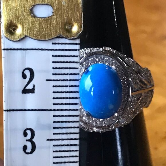 Natural Ceruleite Sterling Silver Ring Size 7 - Picture 4 of 8